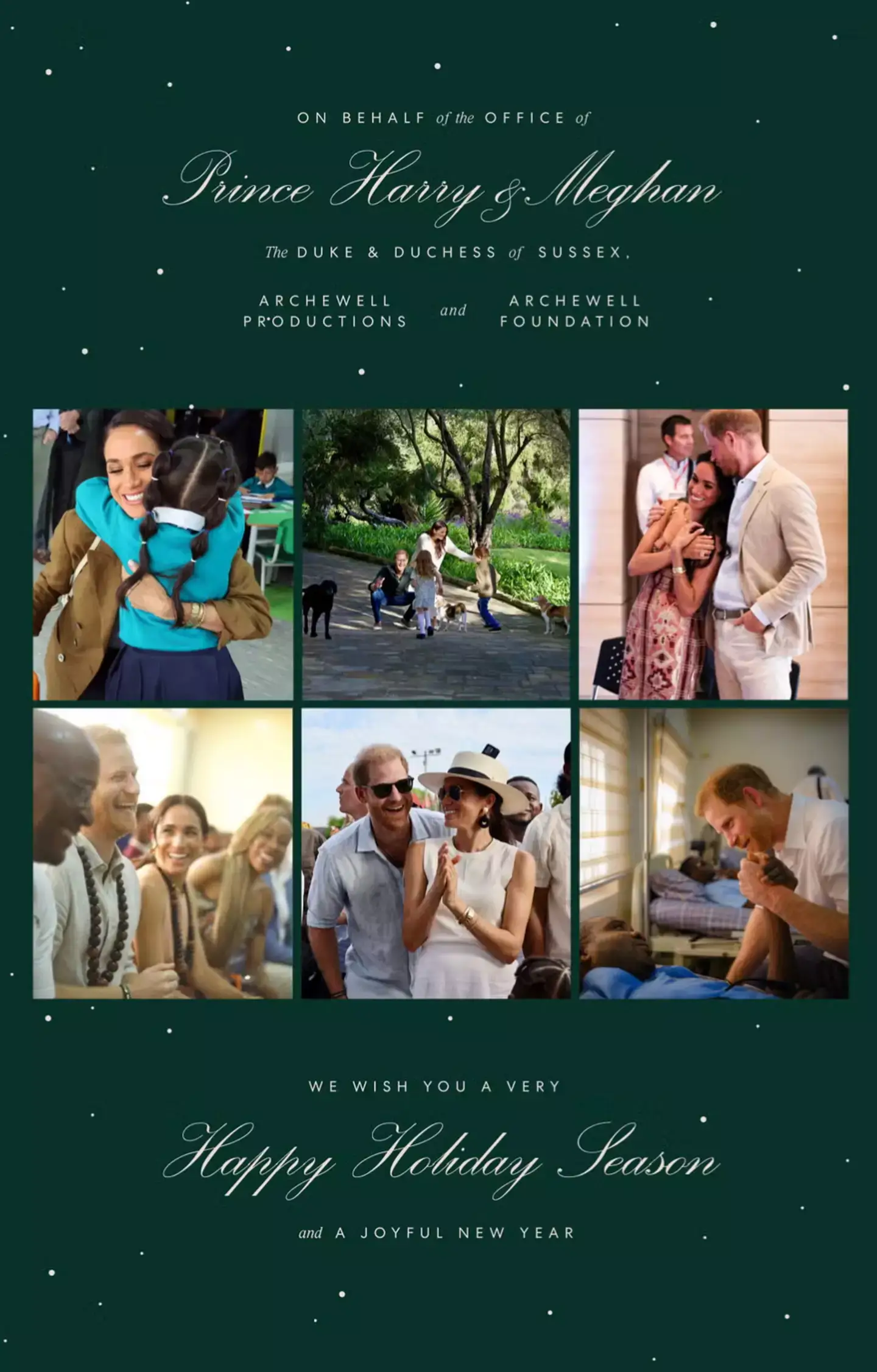 The Duke and Duchess sent their well wishes earlier this week (Archewell Foundation)