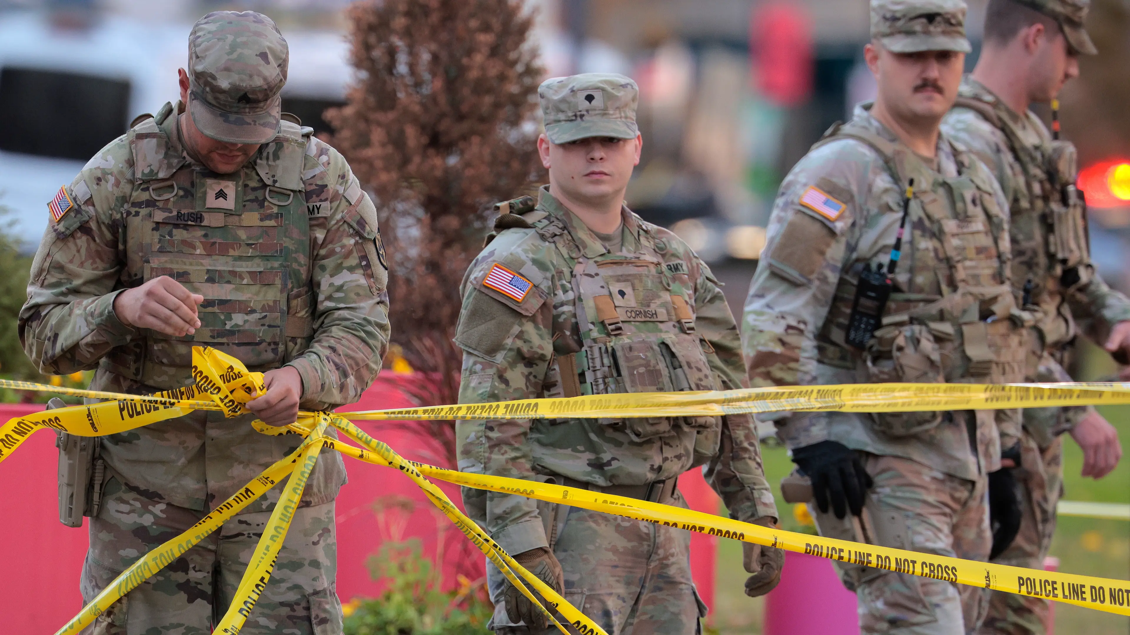 Two US National Guard members were shot in a 'targeted attack' yesterday (Chip Somodevilla/Getty Images)