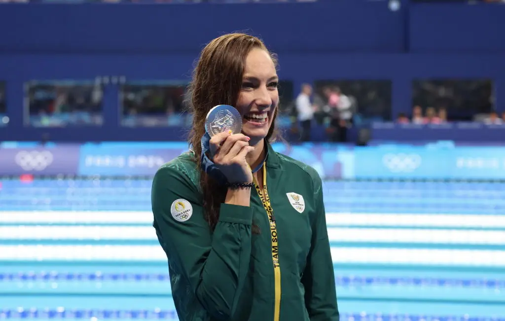 South African swimmer Tatjana Smith takes home a silver medal in Paris this year. (Xavier Laine/Getty Images)