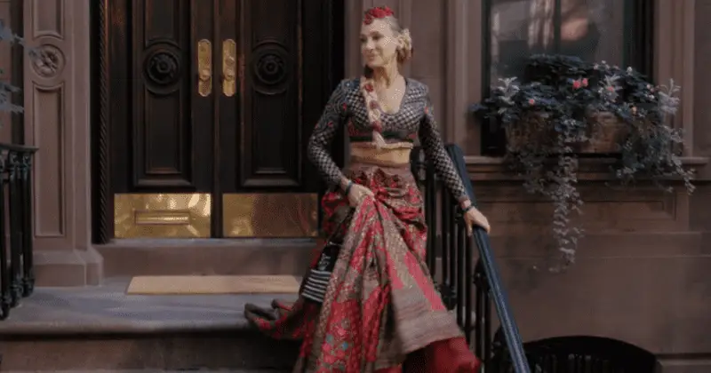 Carrie's outfit is a lehenga (