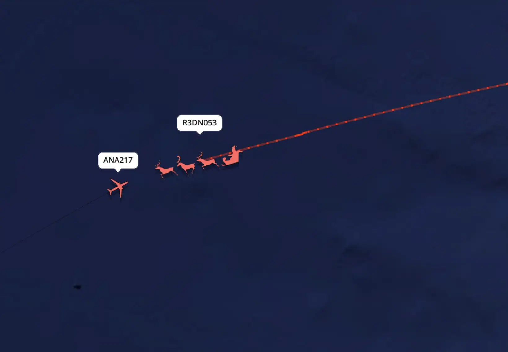Santa appeared to be heading straight for a plane (Flight Radar)