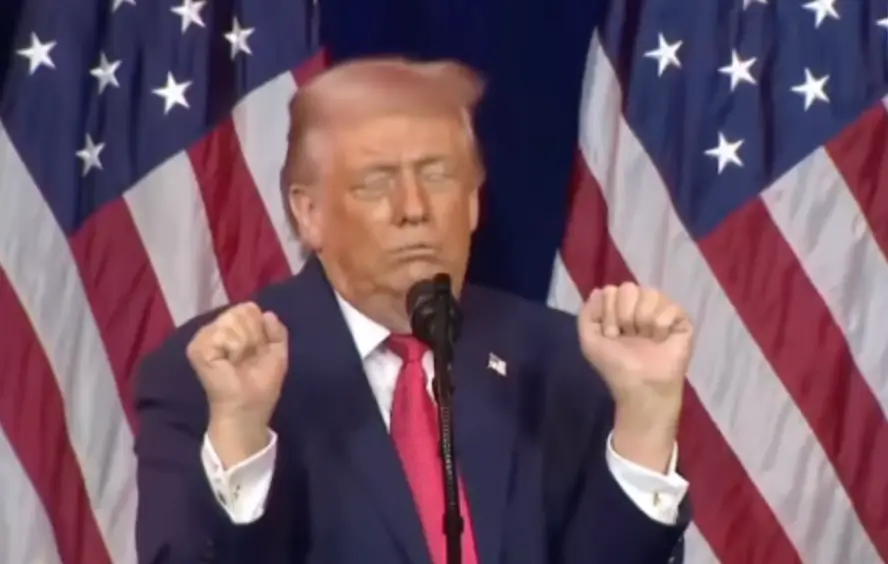 Once again, Donald Trump has done his seriously offensive 'trans athlete' impression during a formal address (Fox)
