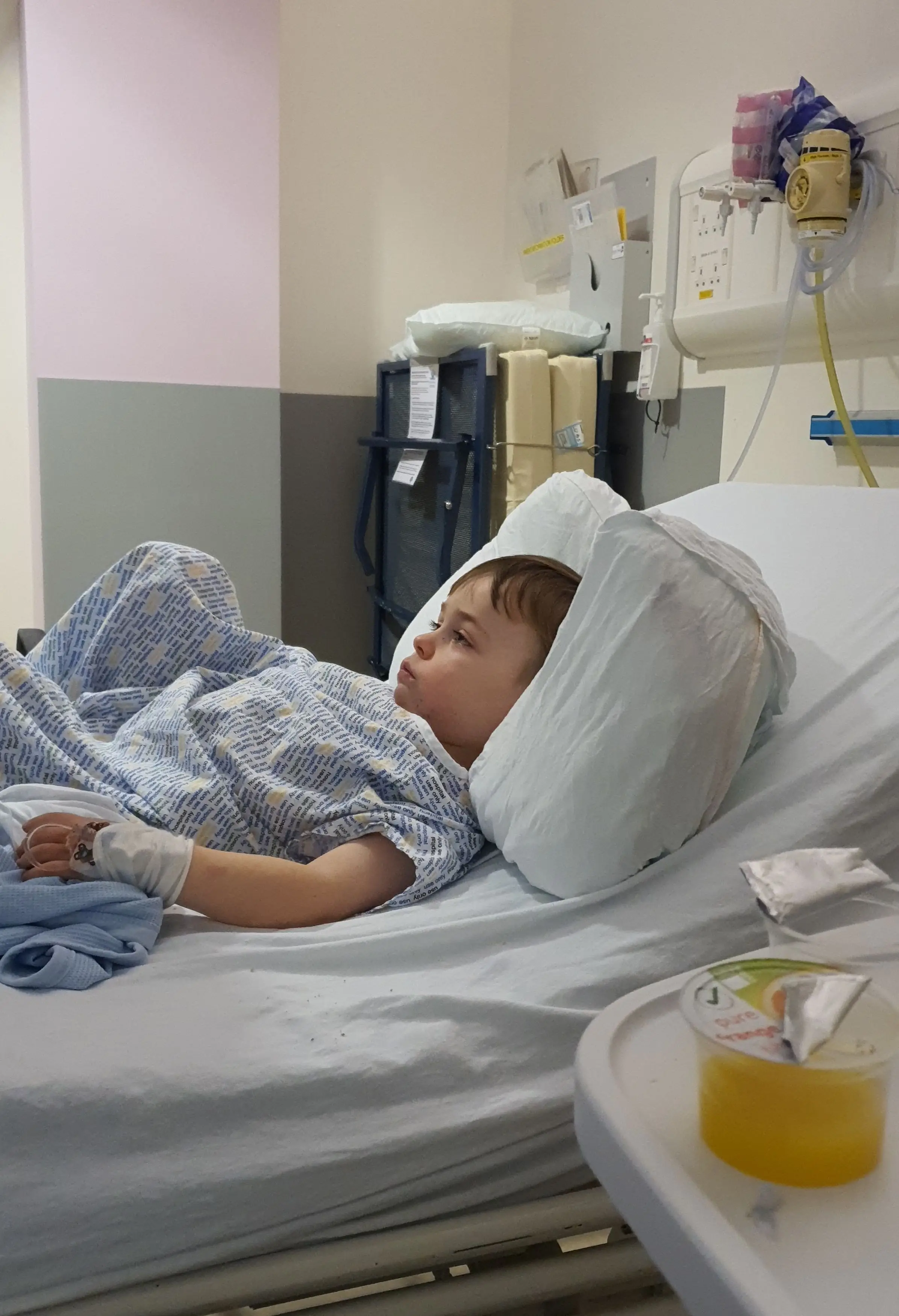 Angus ended up hospitalised after drinking a raspberry flavoured slushy.