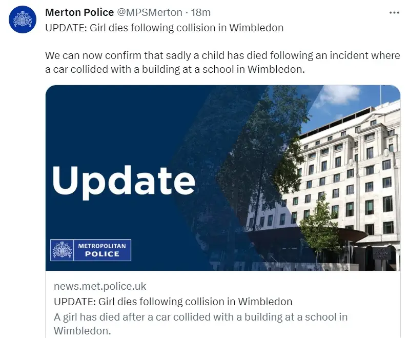 Police have since announced that a girl has tragically died following the collision today.