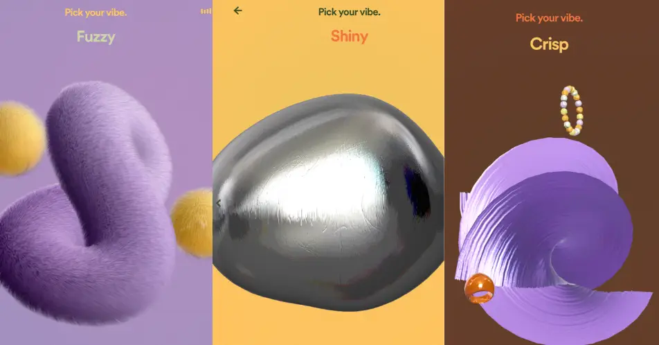 Choose a 'vibe' to create your Spotify playlist.