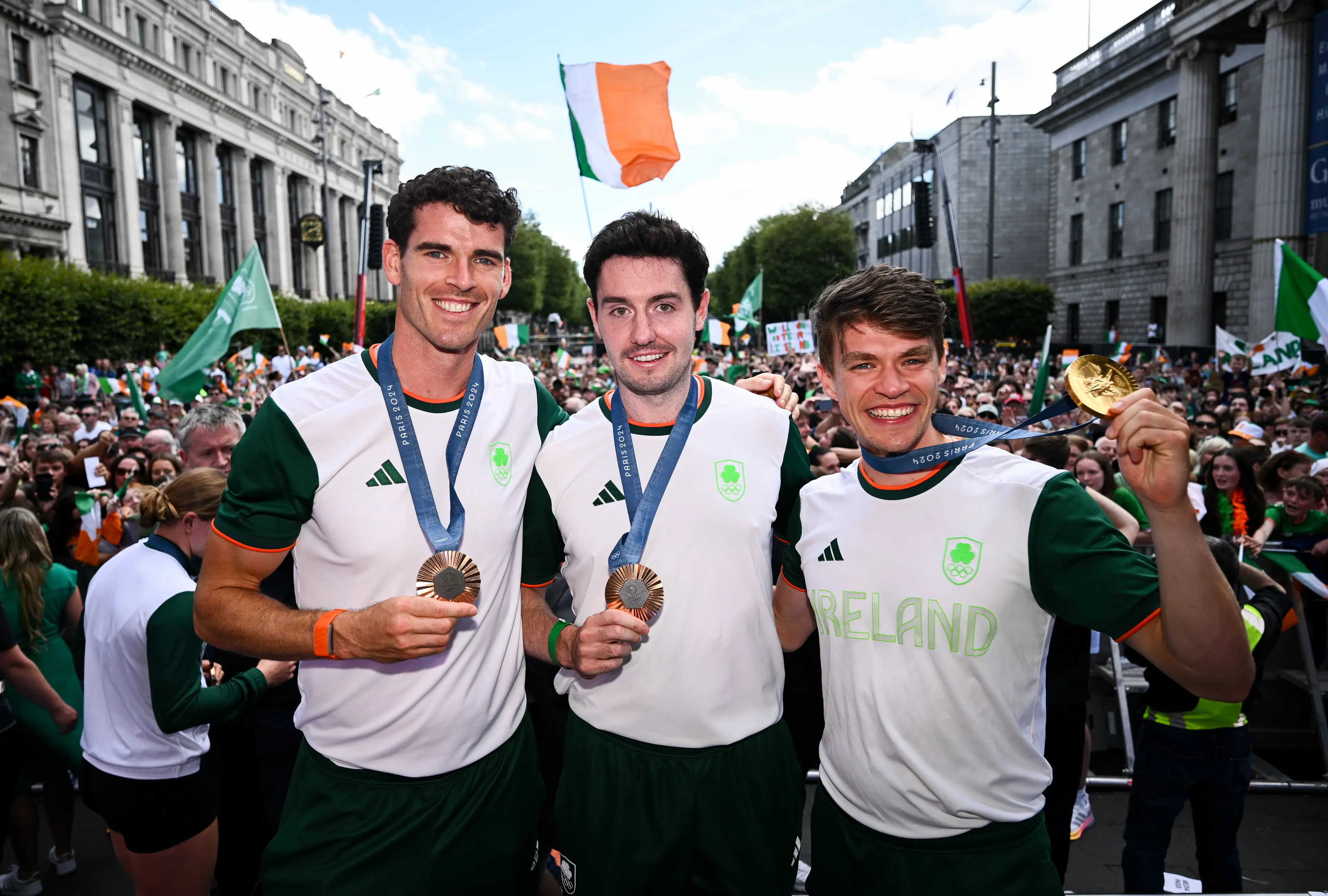 Daire Lynch (centre) has been forced to return his Bronze medal. (Ramsey Cardy/Sportsfile via Getty Images)