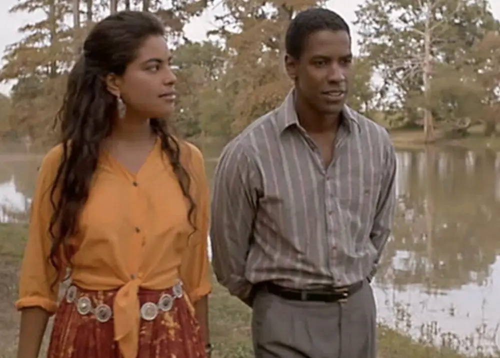 Mira Nair directed Mississippi Masala, a 1991 film starring Denzel Washington and Sarita Choudhury (Black River Productions)