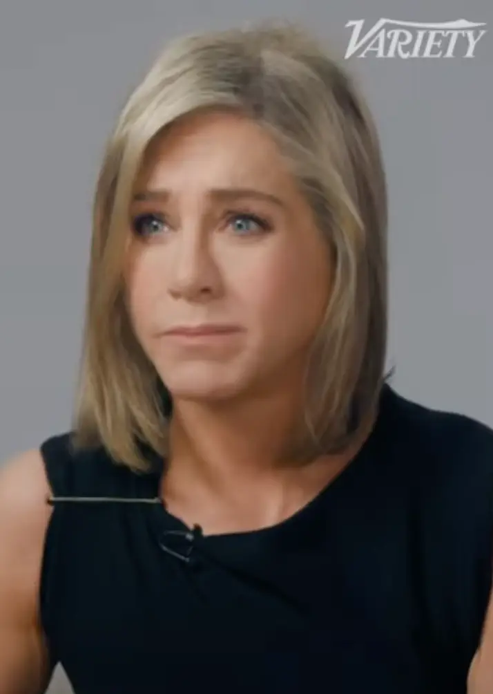 Aniston teared up in the interview (Variety)