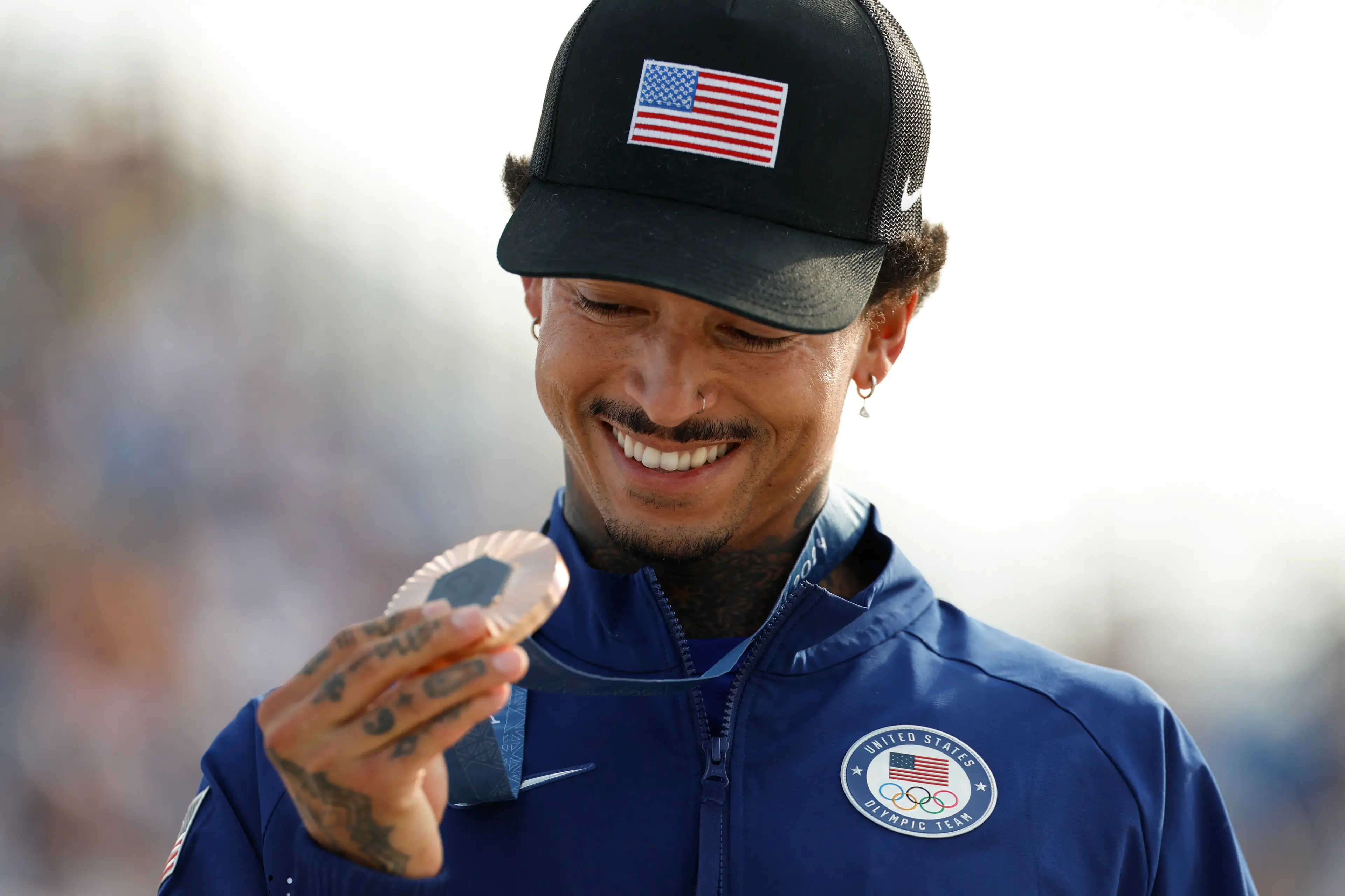 Team USA's Nyjah Huston won a bronze medal at the men's skateboarding street final. 
(ODD ANDERSEN/AFP via Getty Images)