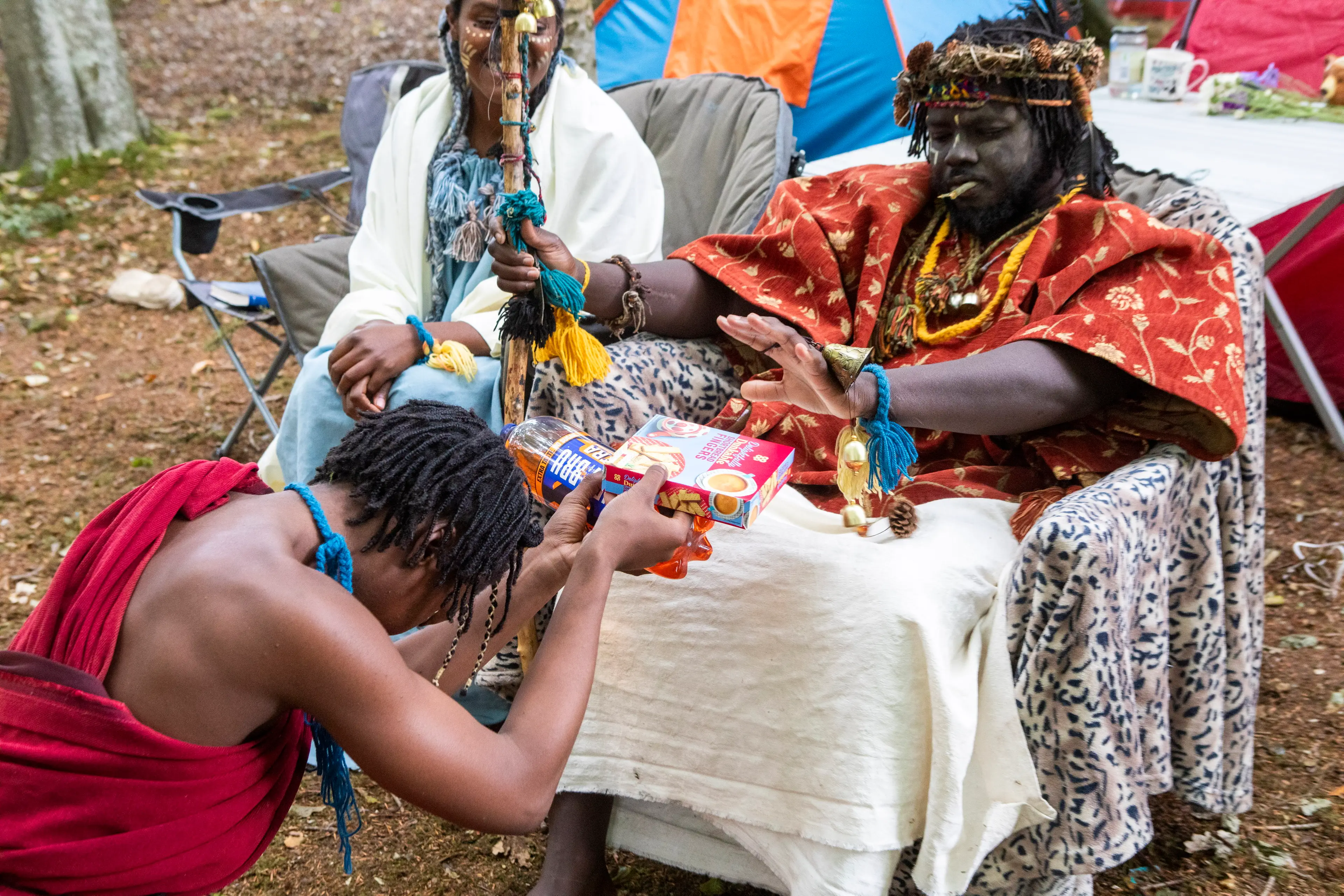 Taylor has apparently been living as a handmaiden and has been seen offering them food and drink (SWNS)