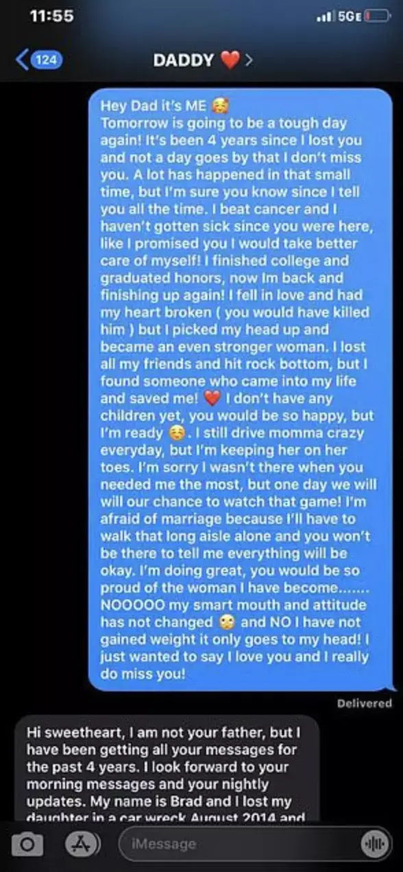 Chastity texted her dad ahead of the 4th anniversary of his death.