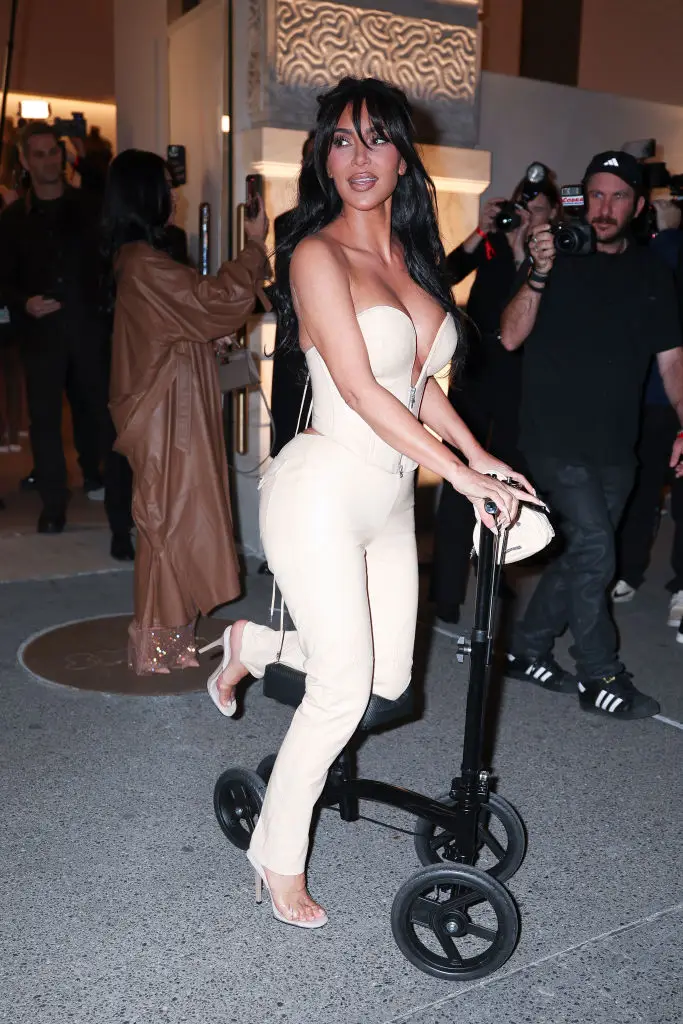 Kim Kardashian rocked up to her New York Skims store opening on a mobility scooter (Aeon / Contributor / Getty Images)