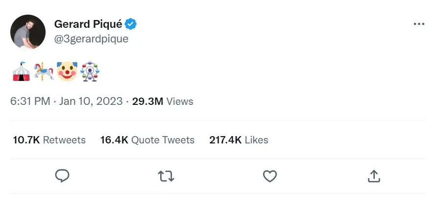 Gerard Pique appeared to respond with a series of circus-related emojis.