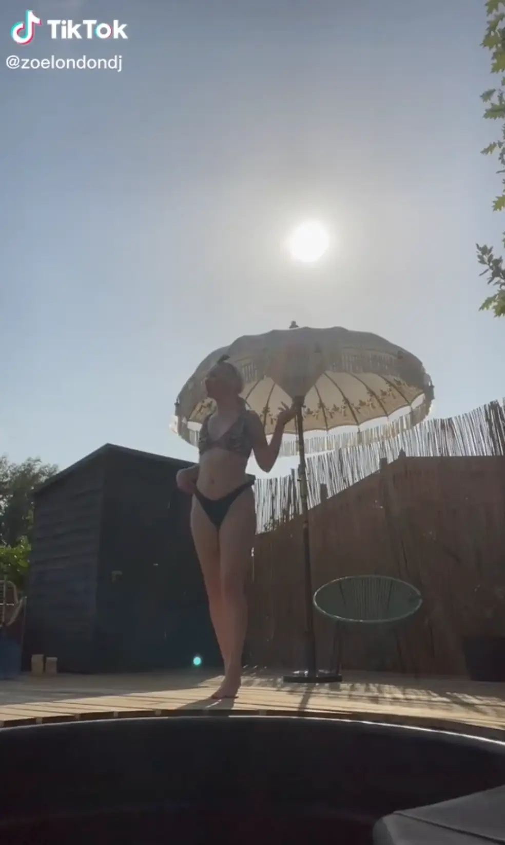 The woman constructed her own DIY swimming pool in her back garden.