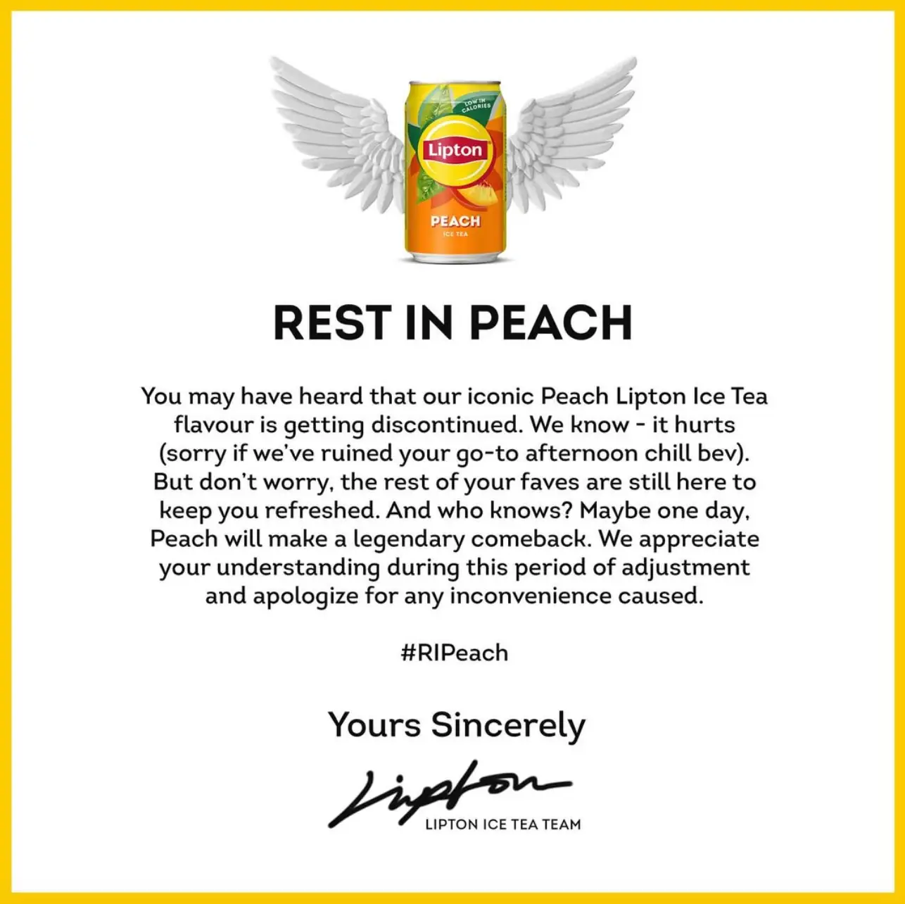 Lipton hinted that the drink is 'getting discontinued' (Instagram/@liptonicetea)