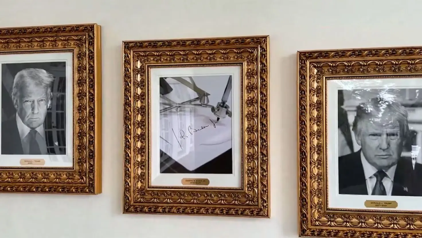 It appears the Trump administration replaced Joe Biden's portrait with an autopen signing his name (Instagram/Thewhitehouse)