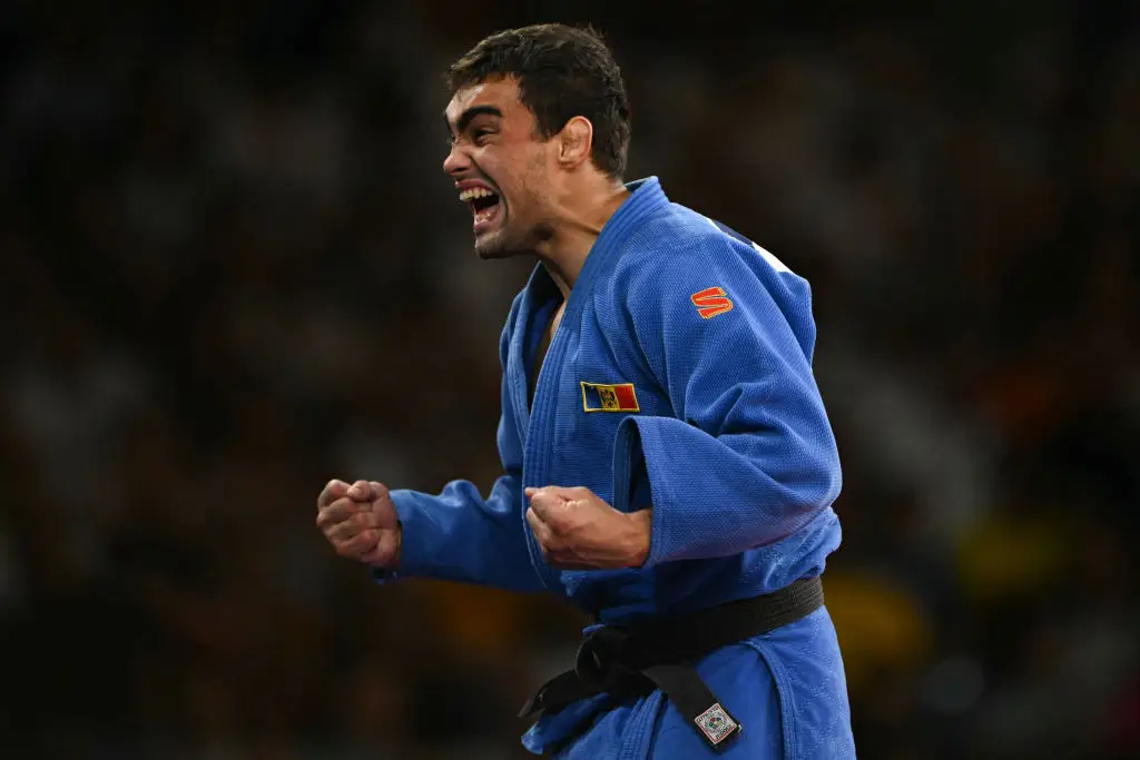 Adil Osmanov, from Moldova, suffered a serious injury at the Olympics. (LUIS ROBAYO/AFP via Getty Images)