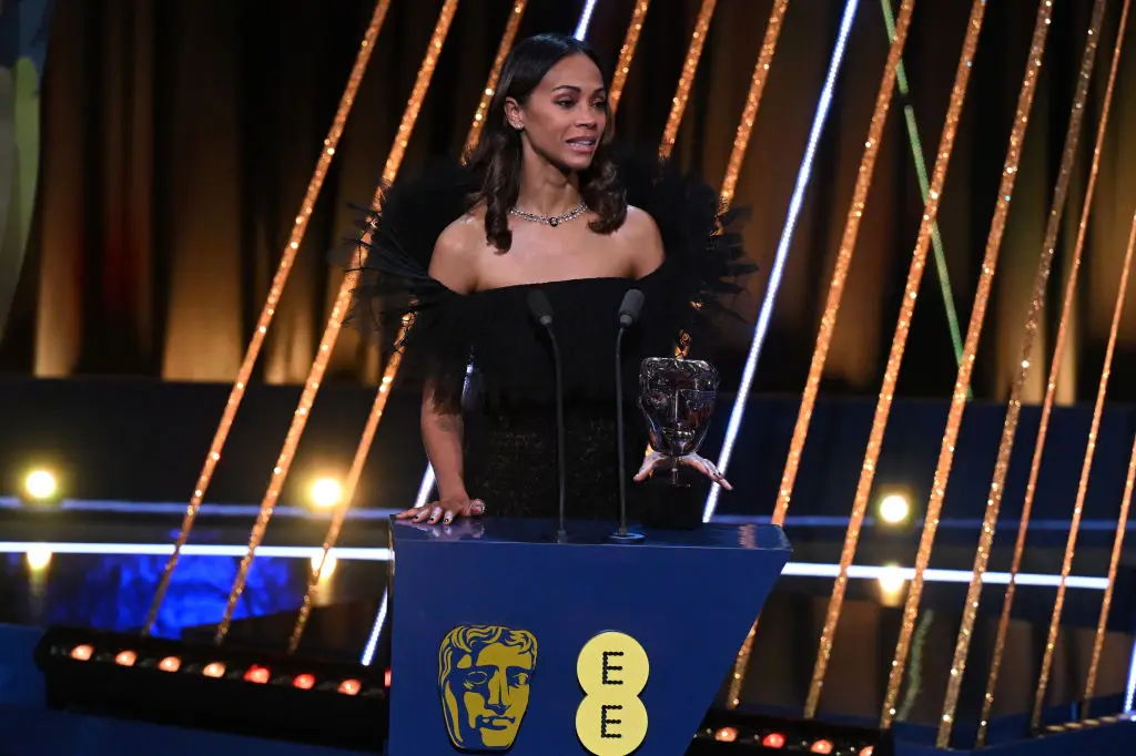 Zoe Saldaña won Best Supporting Actress for her role in Emilia Perez at the BAFTAs (Stuart Wilson/BAFTA / Contributor / Getty Images)