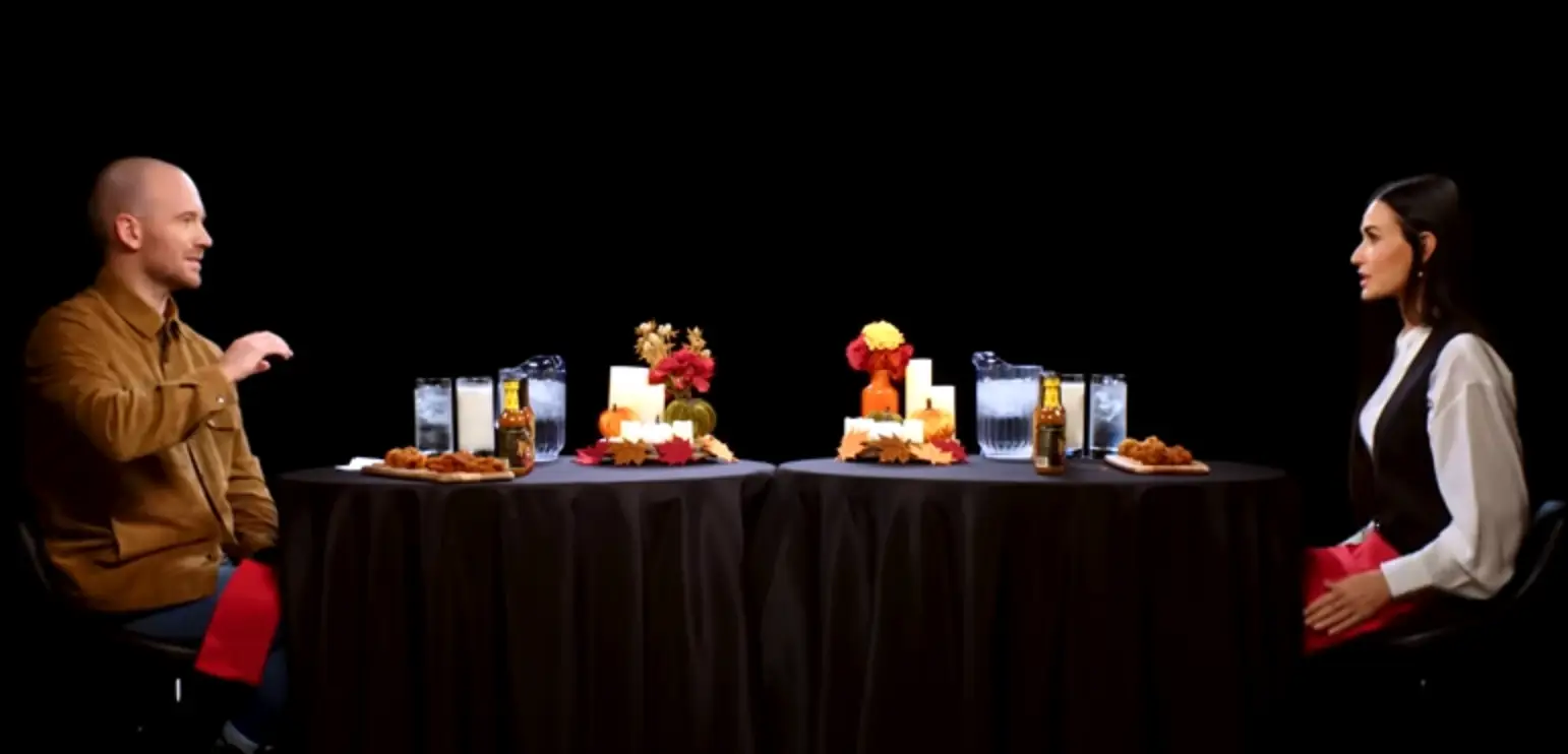 Evans interviewing Demi Moore (YouTube/First We Feast)