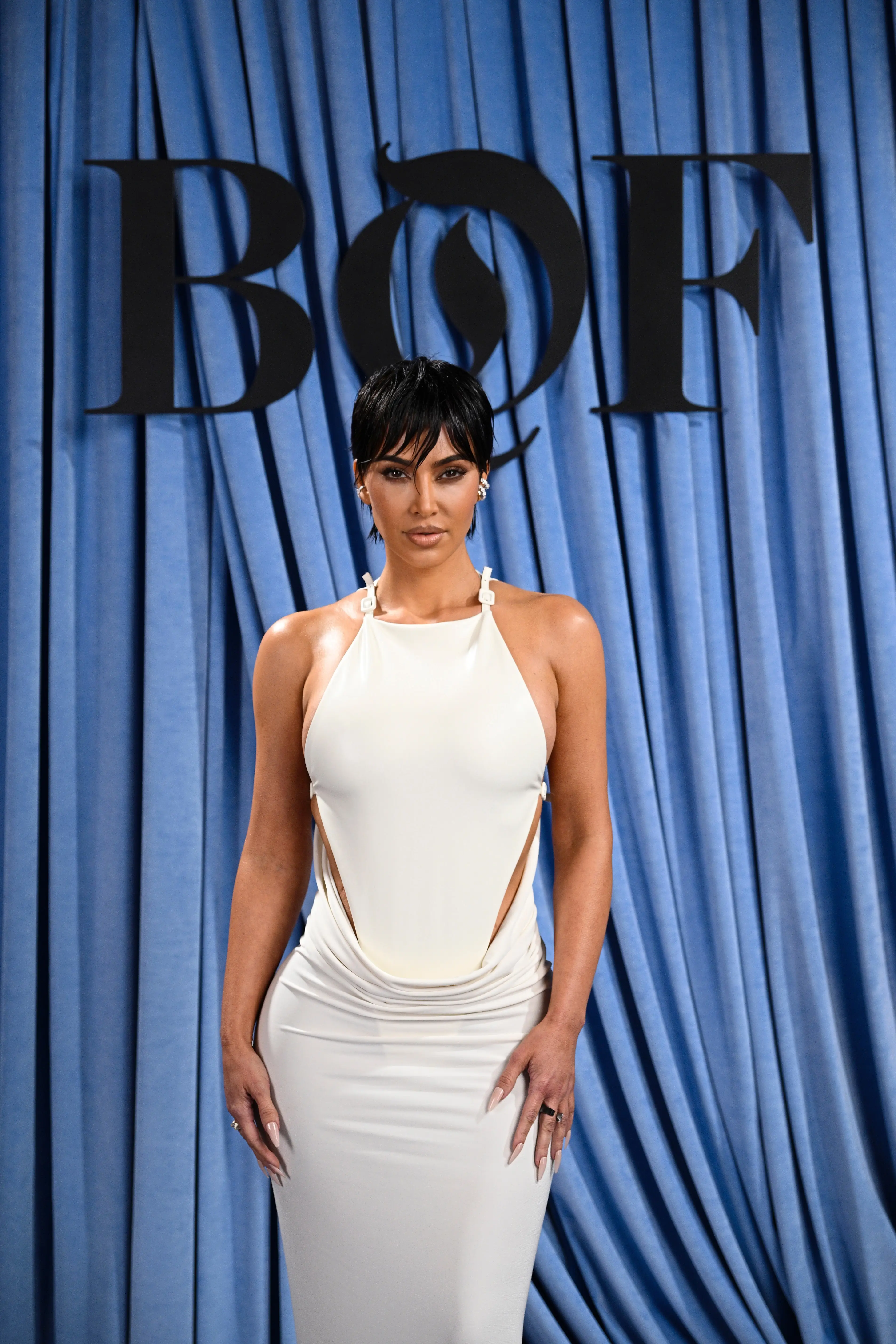 Kim rocked a shorter look for this week's fashion extravaganza (Kristy Sparow/Getty Images for The Business of Fashion)