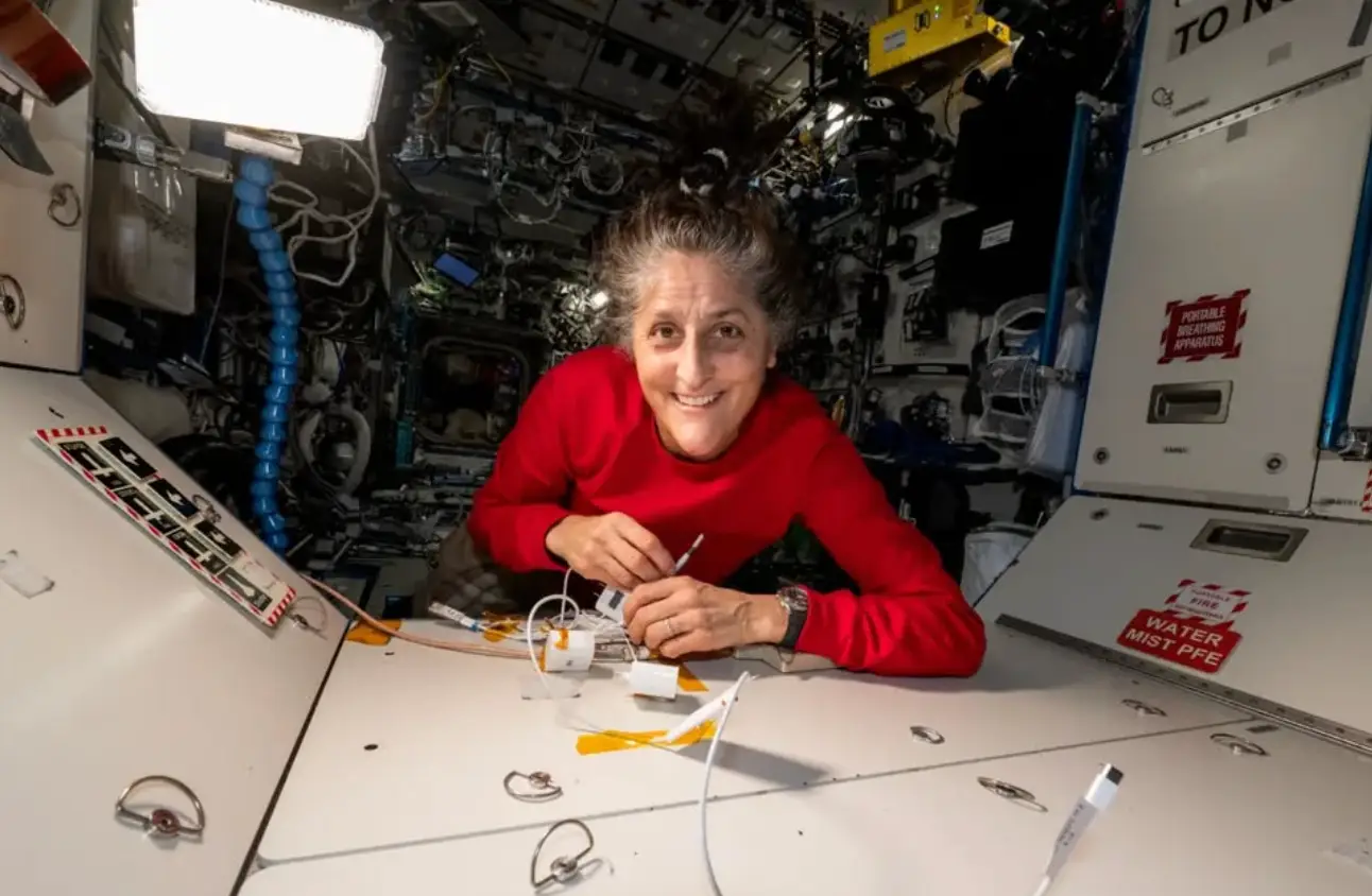 The astronaut has revealed she 'hasn't walked, sat down or laid down' while on the ISS (NASA)