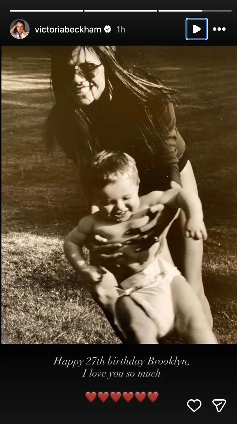Victoria also shared a throwback snap of Brooklyn to her social media (Instagram/@victoriabeckham)