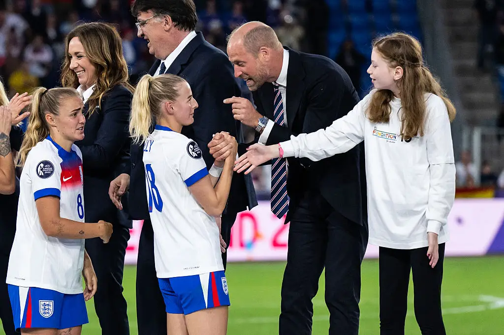A lip reader is claiming to reveal what Prince William said to Lioness Chloe Kelly as he congratulated her (Markus Gilliar - GES Sportfoto/Getty Images)