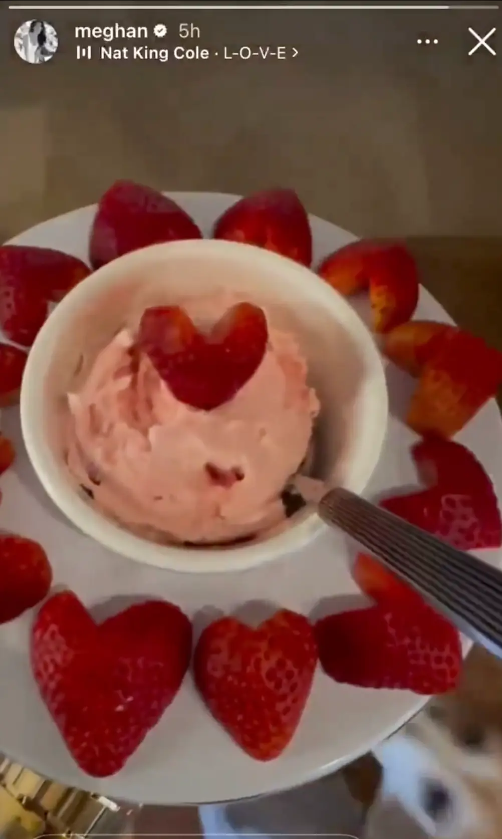 The Sussex's beagle could be seen in her Valentine's Day video (Instagram/@meghan)