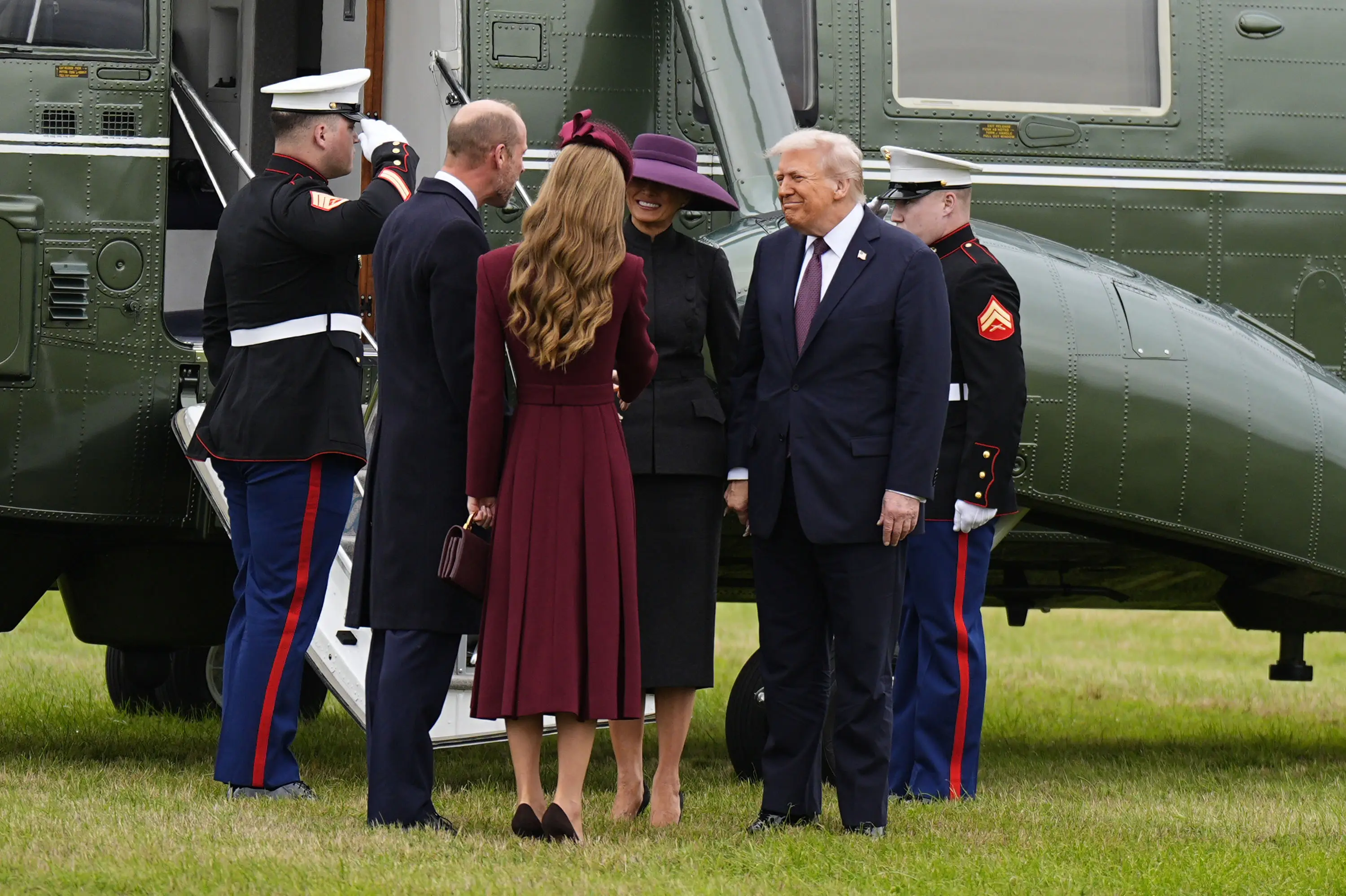 Trump appeared to shake Kate's hand with some serious vigour (Aaron Chown - WPA Pool/Getty Images)