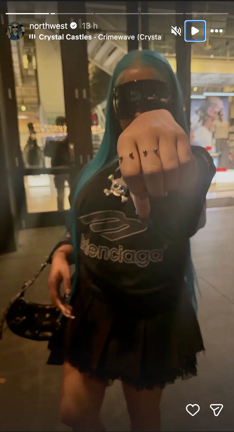 The pre-teen shared snaps of the new finger piercings to Instagram (Instagram/@northwest)