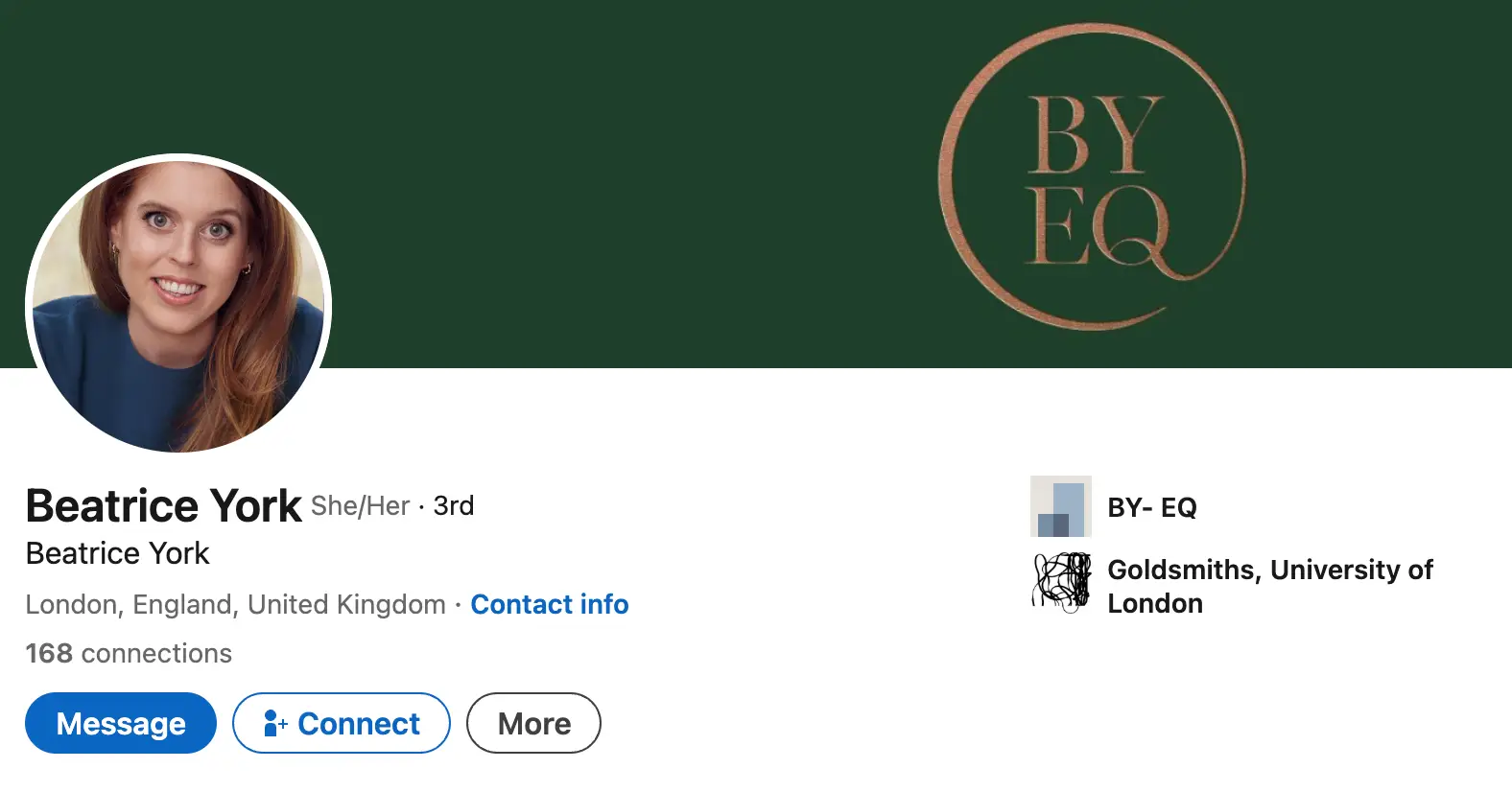 Beatrice, 37, is Prince Andrew's eldest child (LinkedIn)