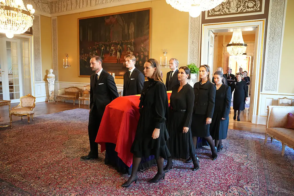 Høiby previously accompanied King Harald's coffin through the Royal Palace in Oslo last week (OLE BERG-RUSTEN / Contributor / Getty Images)