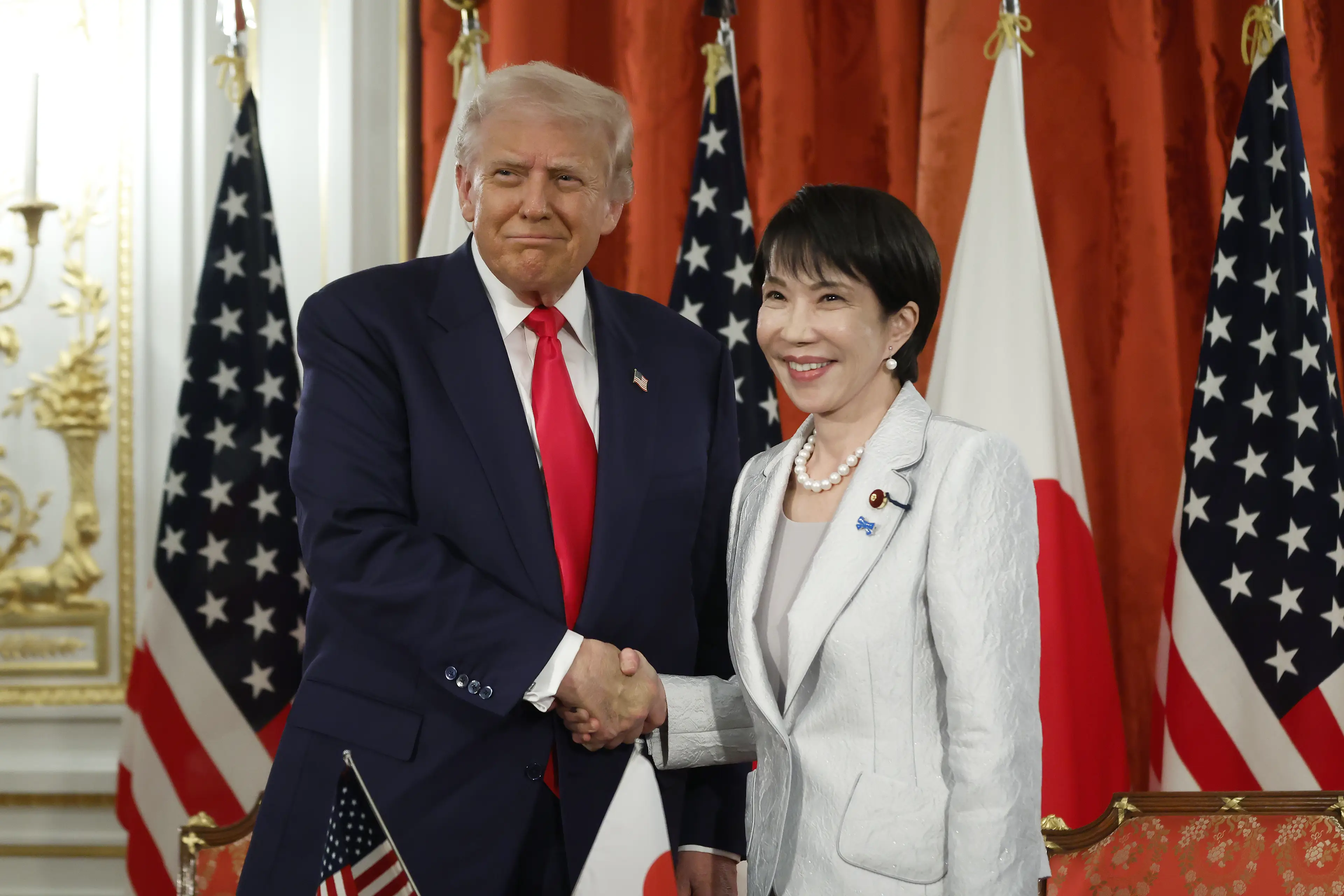 Donald Trump met with Japan's newly elected prime minister Sanae Takaichi (Kiyoshi Ota/Bloomberg via Getty Images)