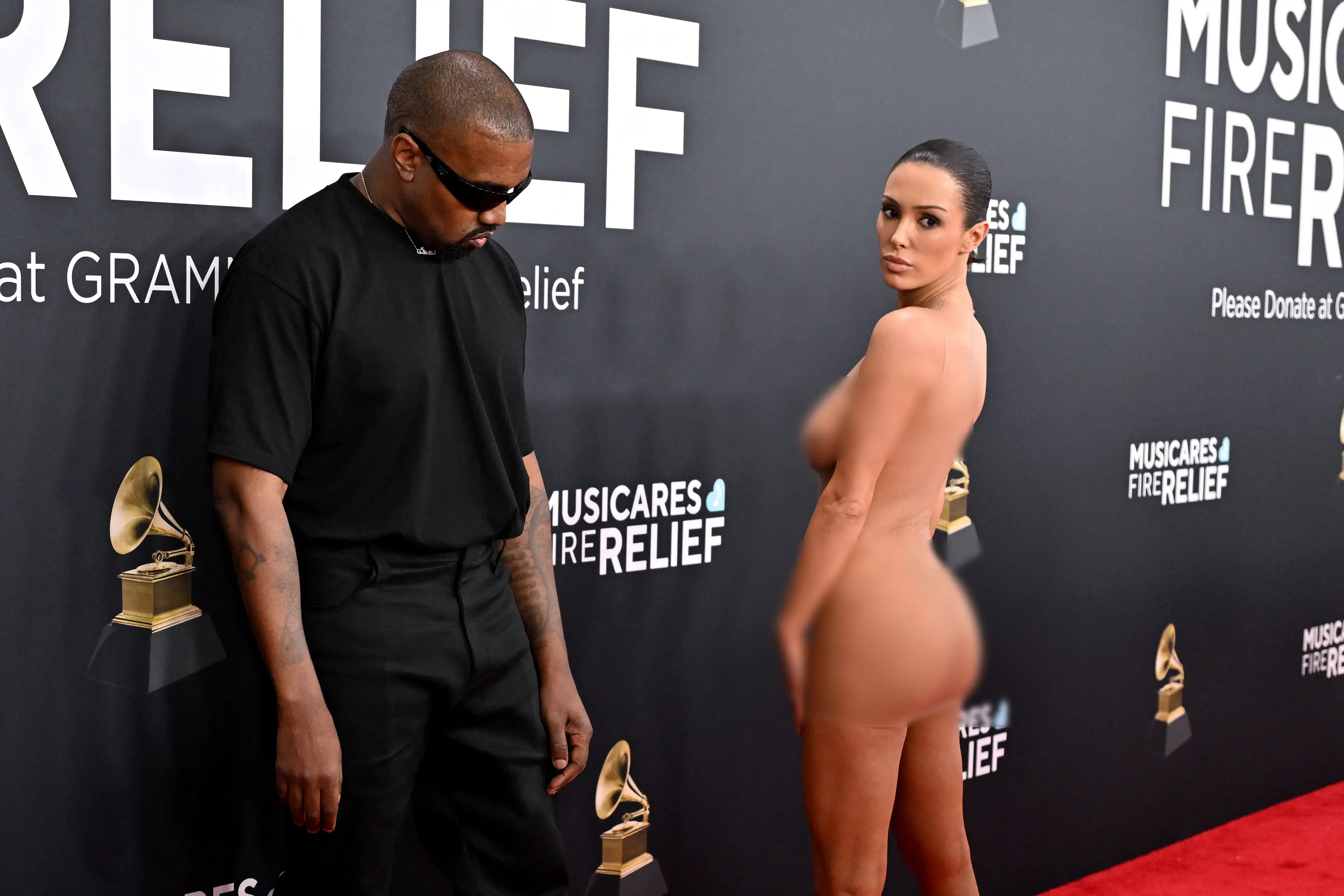 Censori's Grammys dress made headlines around the world (Robyn Beck / AFP via Getty Images)
