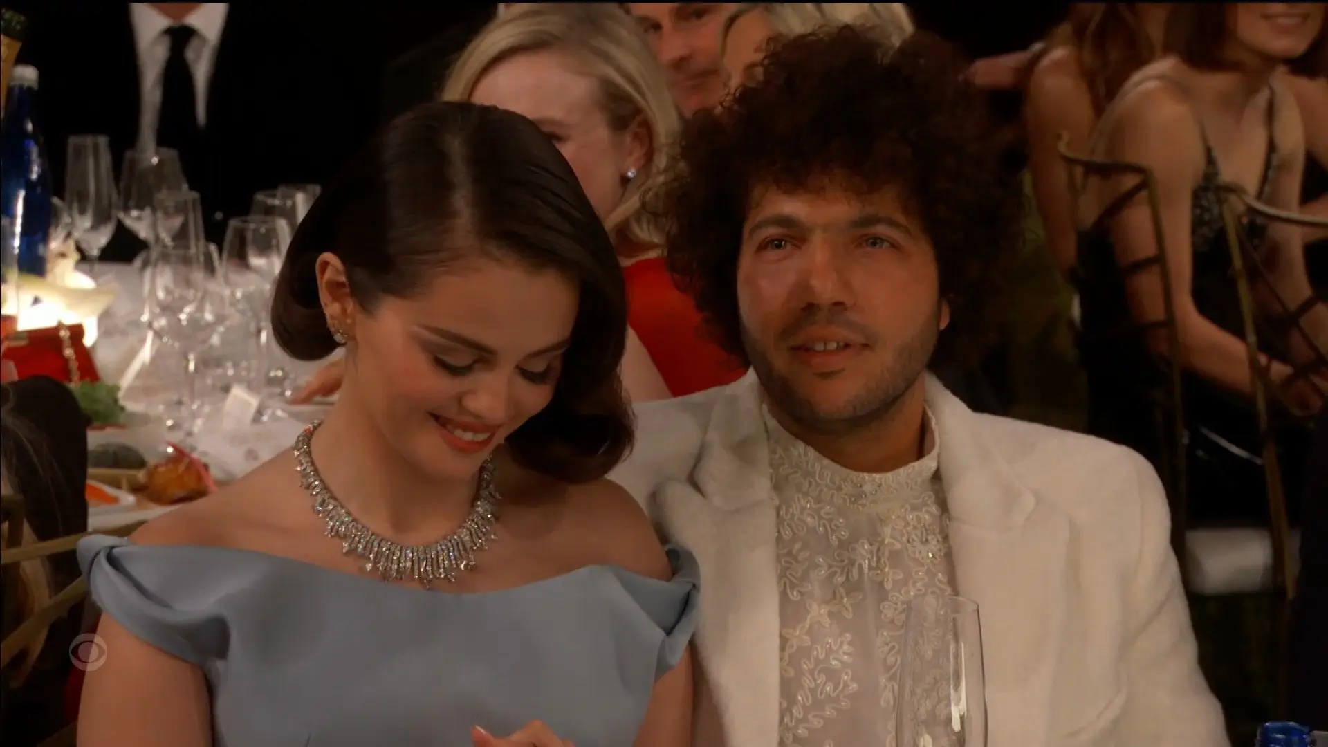 Selena Gomez and Benny Blanco at the Golden Globe Awards 2025 (CBS)