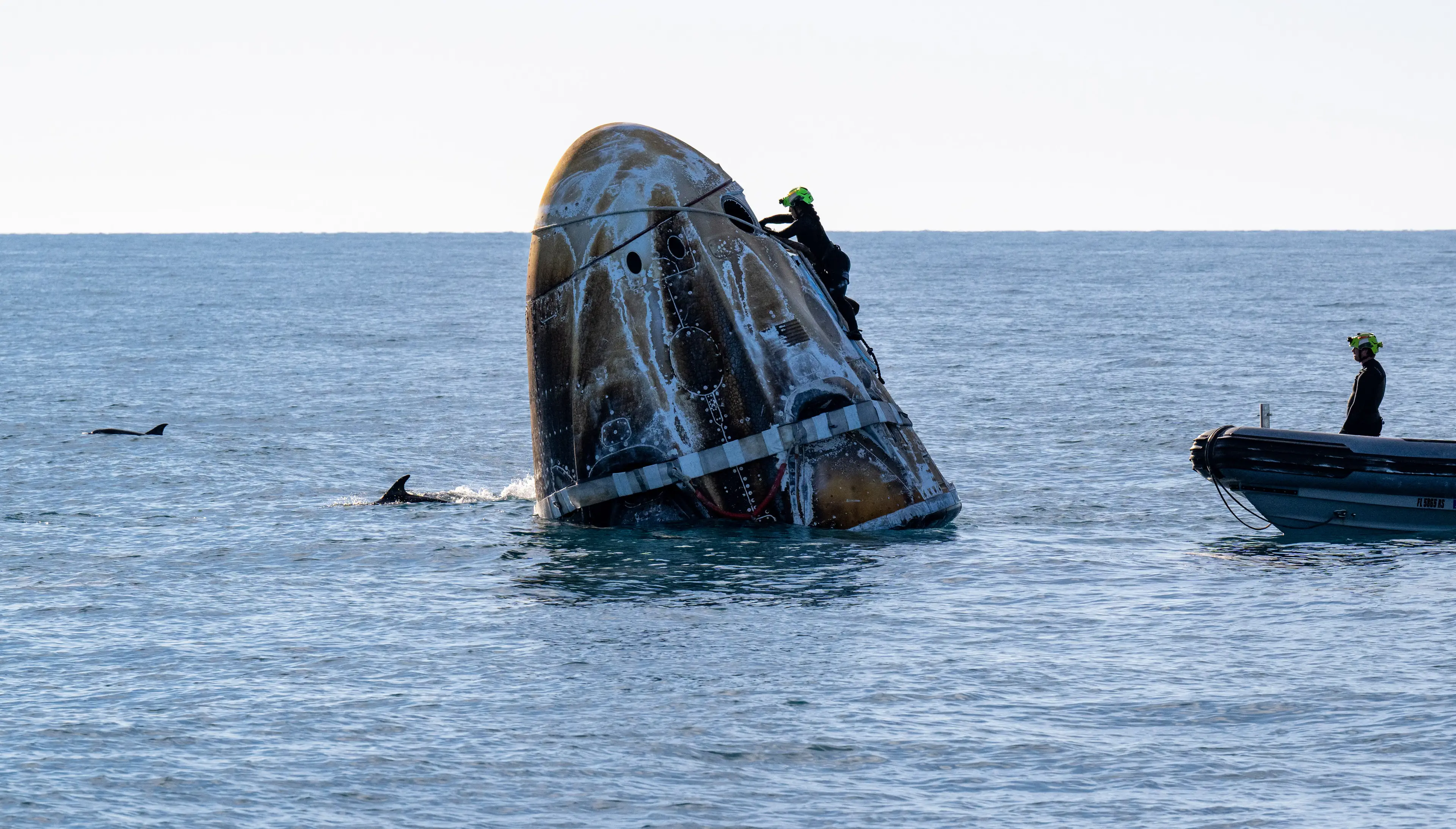 The NASA astronauts returned to Earth on Tuesday (18 March) after spending 286 days in space (Keegan Barber/NASA via Getty Images)