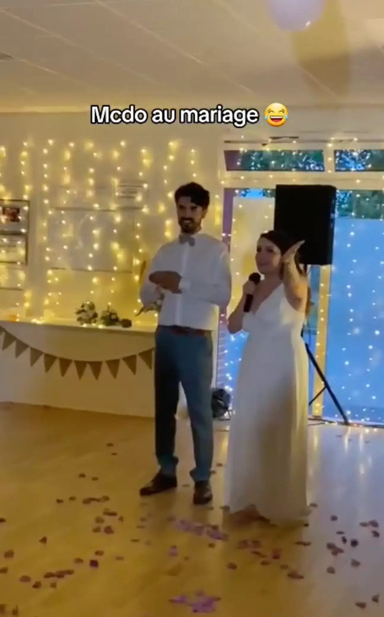 The bride and groom surprised guests with an unusual spread.