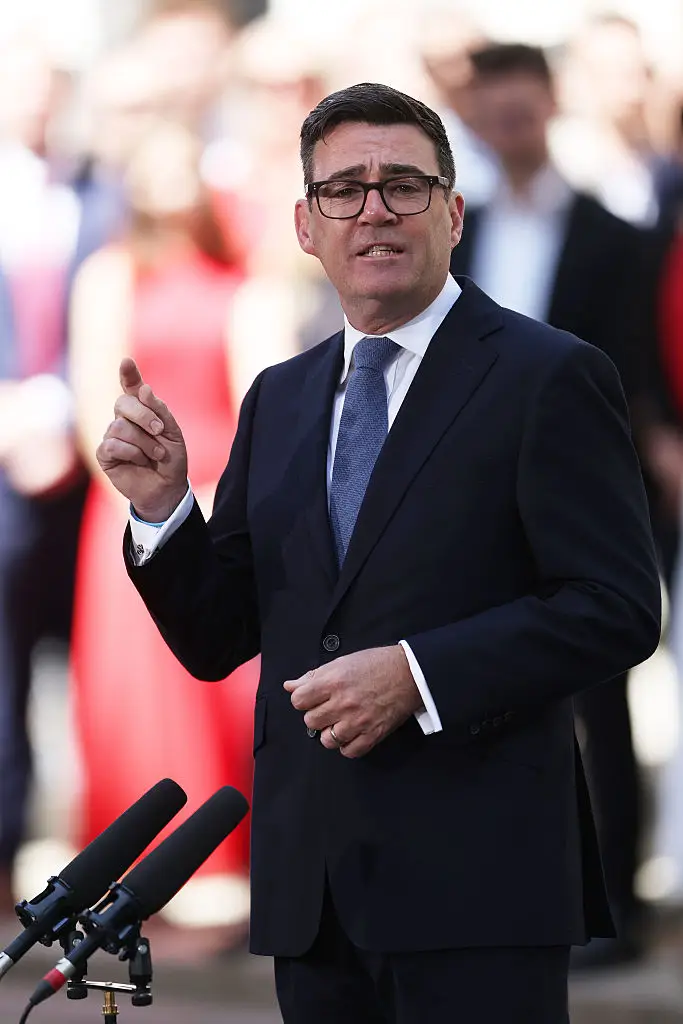 People were distracted by one detail during Burnham's address (Ryan Jenkinson / Stringer / Getty Images)