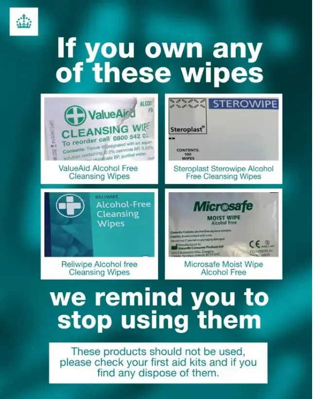 Four wipe brands have been identified (UK Health Security Agency)