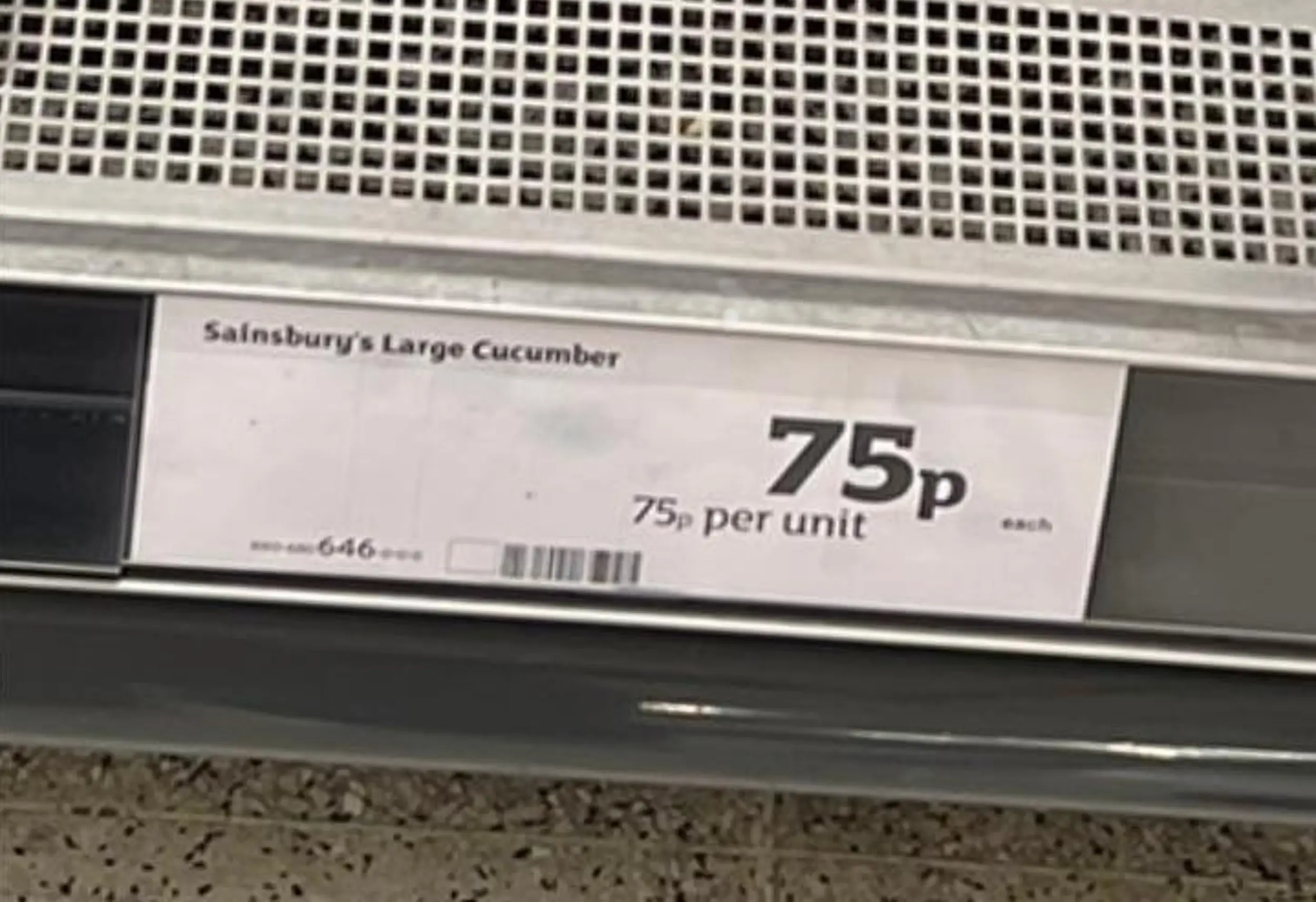 The large cucumber costs 75p (