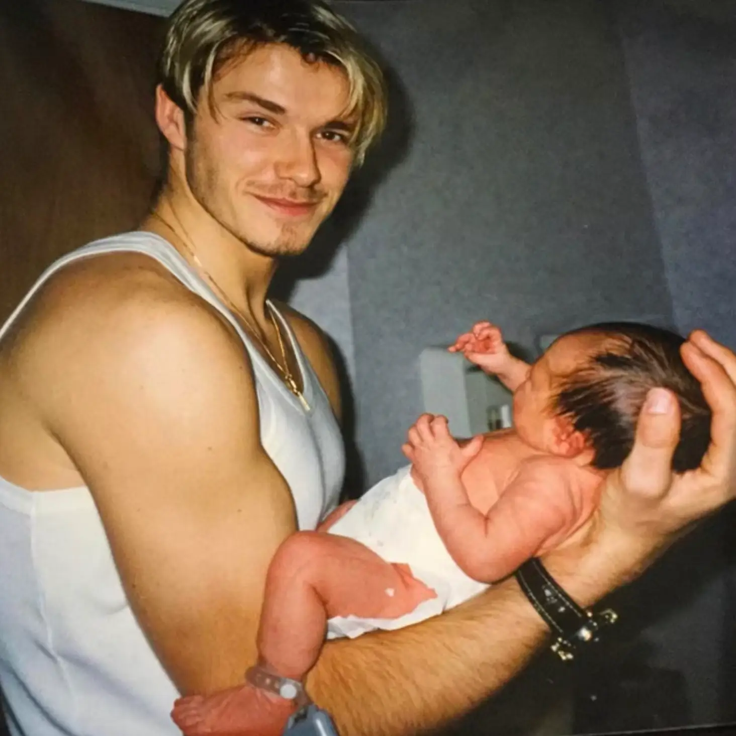David pictured with baby Brooklyn (Instagram)