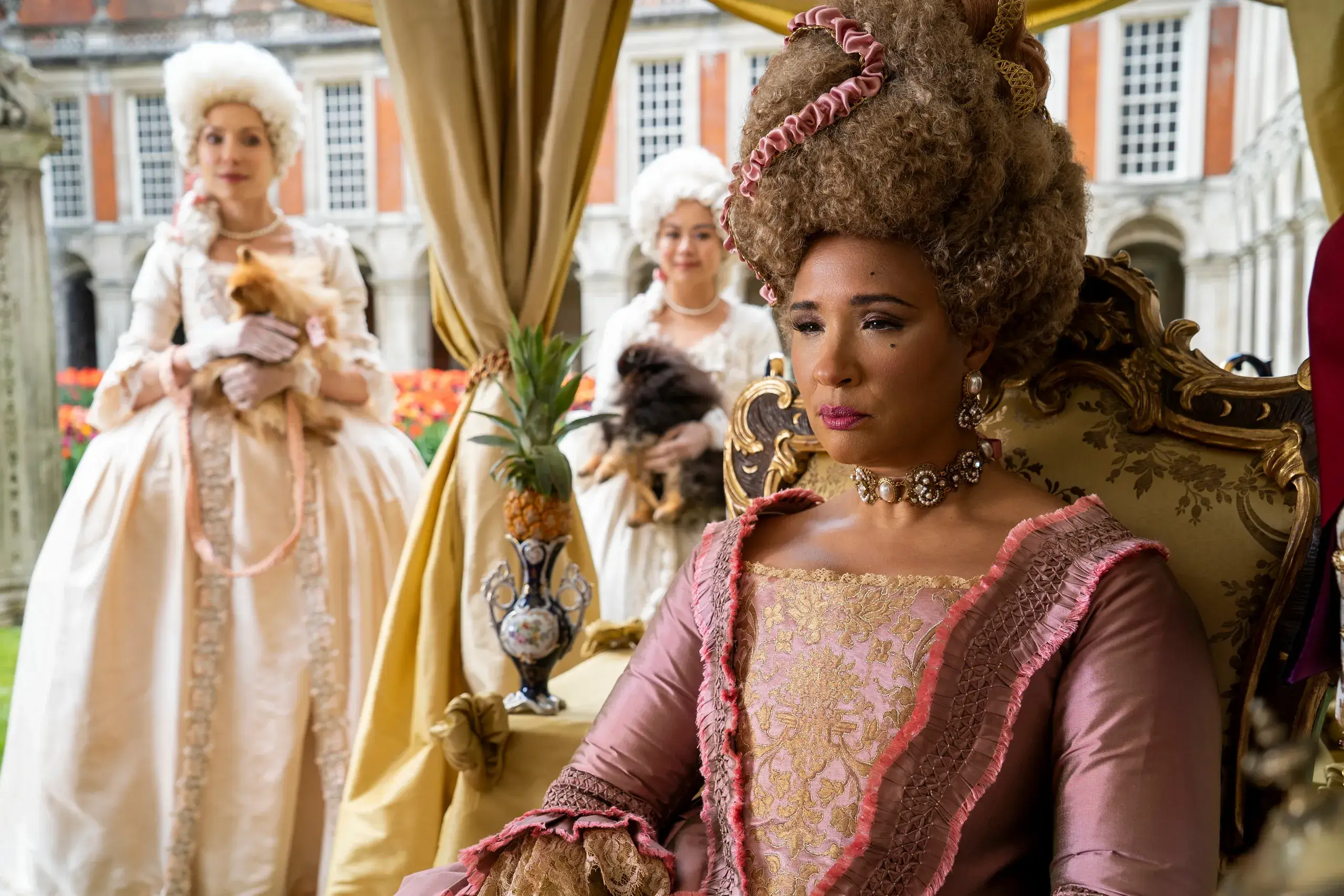 Queen Charlotte is famed for her incredible wigs. (Netflix)