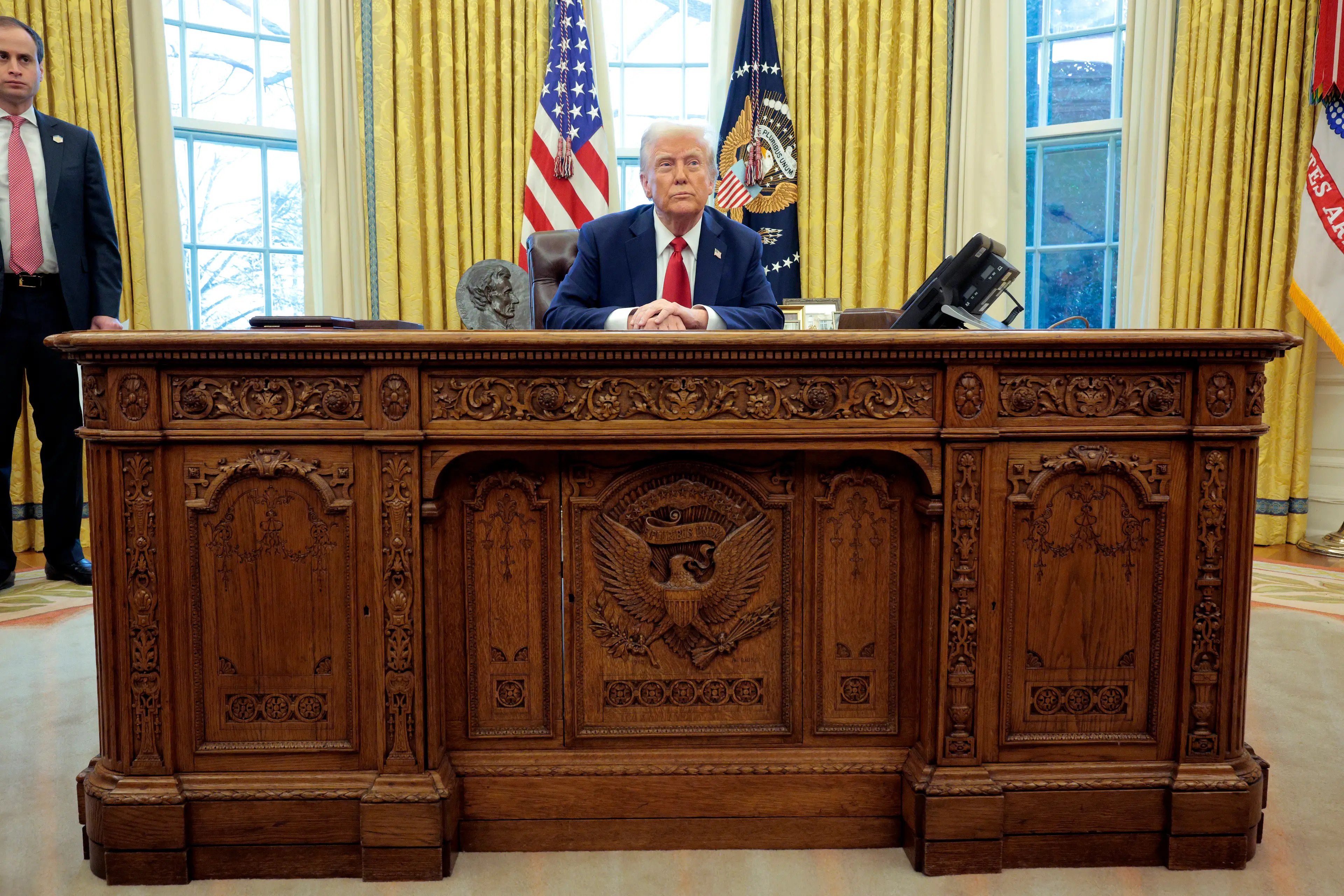 Donald Trump has removed the iconic Resolute Desk from the Oval Office (Andrew Harnik/Getty Images)