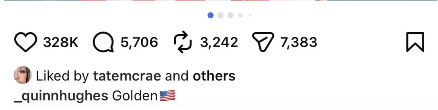 McRae appeared to like Quinn Hughes' post on Instagram (Instagram/@_quinnhughes)