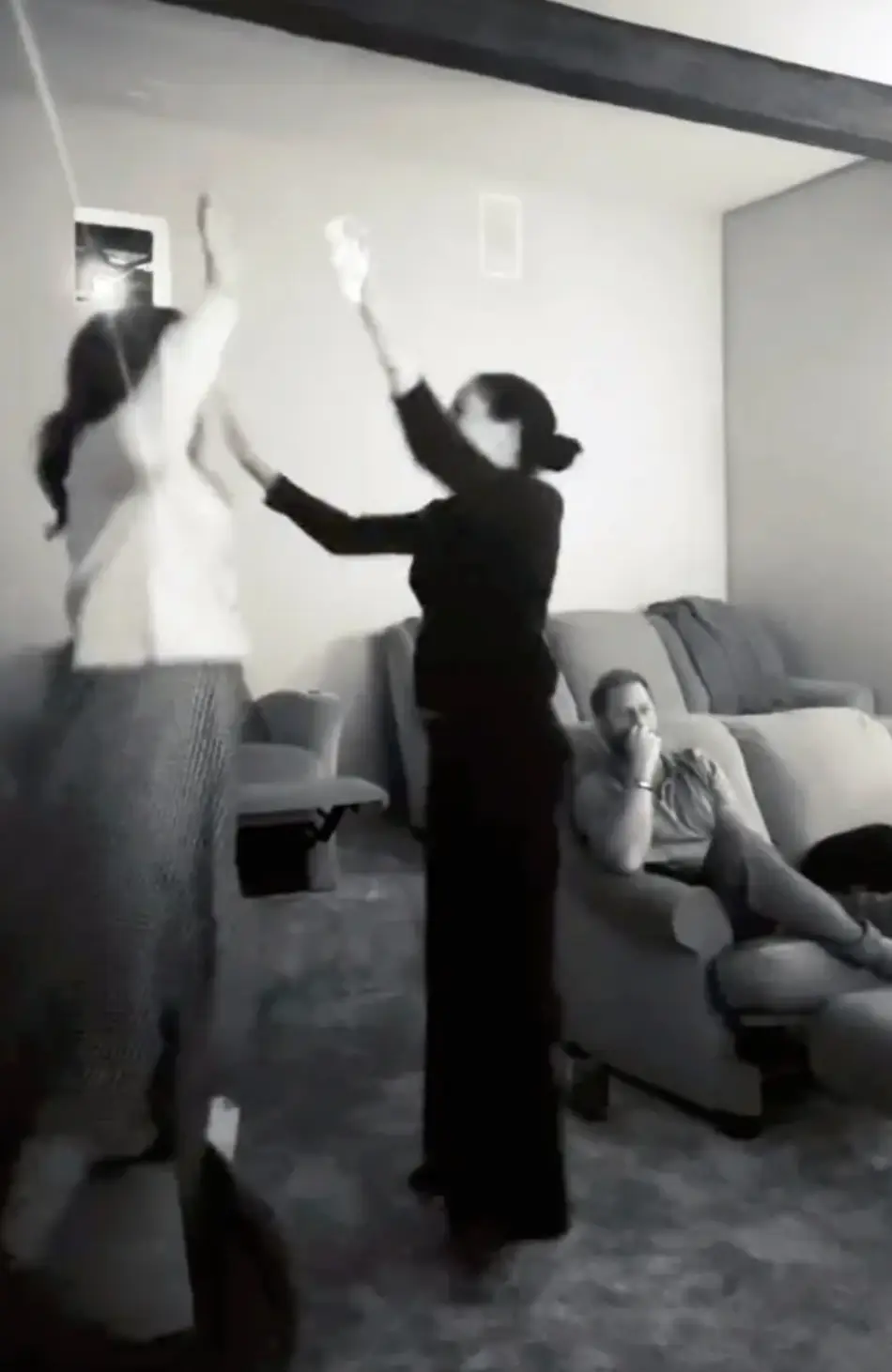 The Duchess can be seen jumping up and down (Instagram/@meghan)