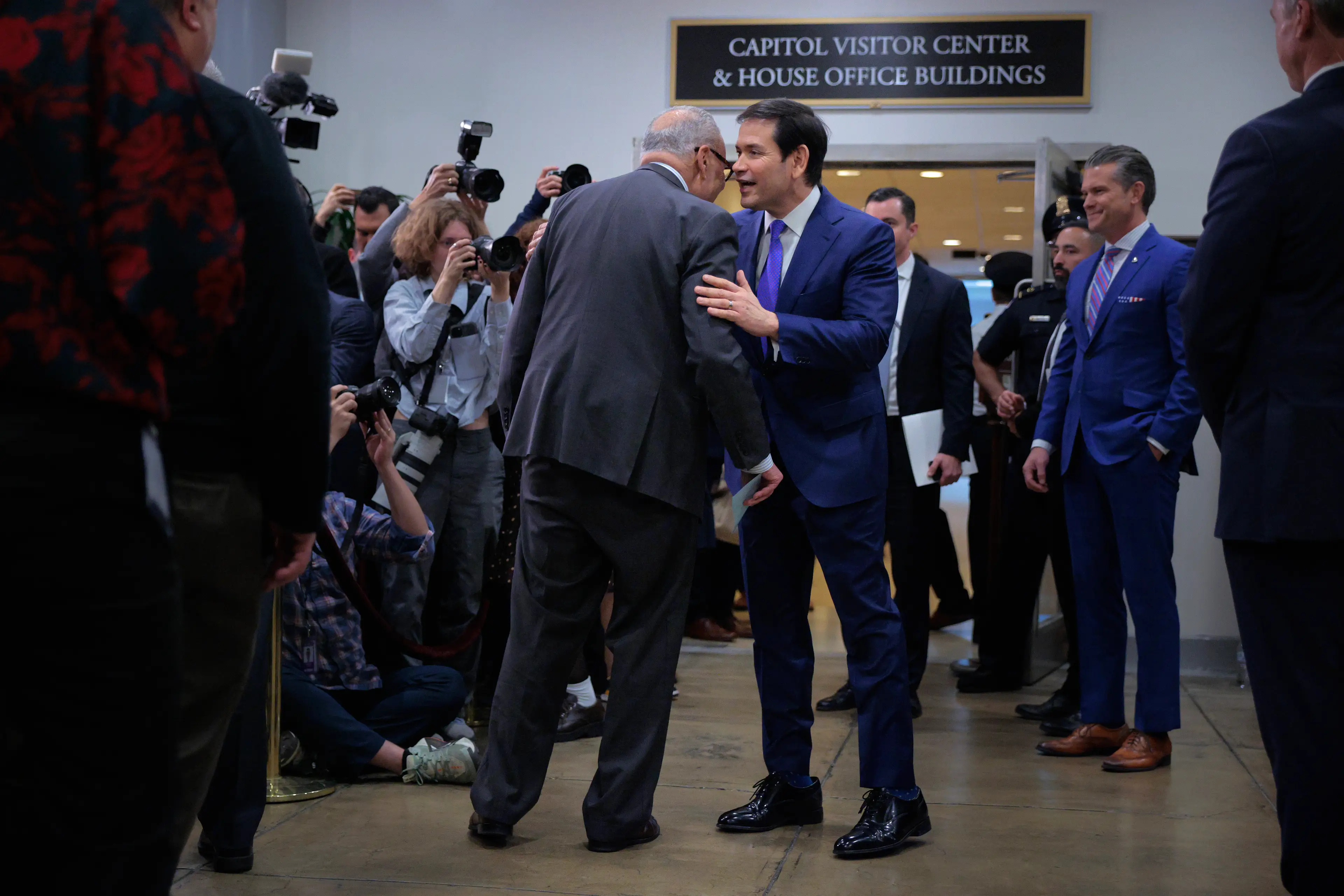 It doesn't look like Rubio got quite the right size... (Anna Moneymaker / Staff / via Getty)