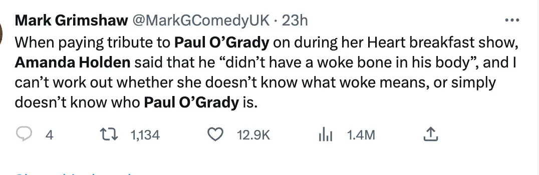 Holden faced backlash for her controversial comment.