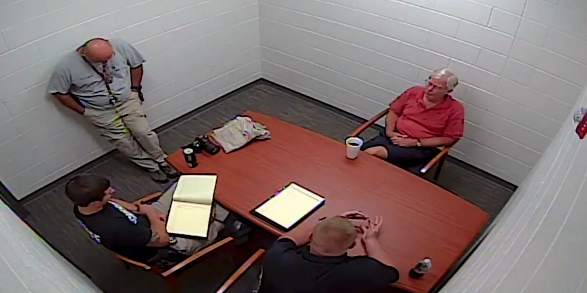 Tom Martens was interrogated by police, where he said he beat Jason Corbett with a bat (Netflix)