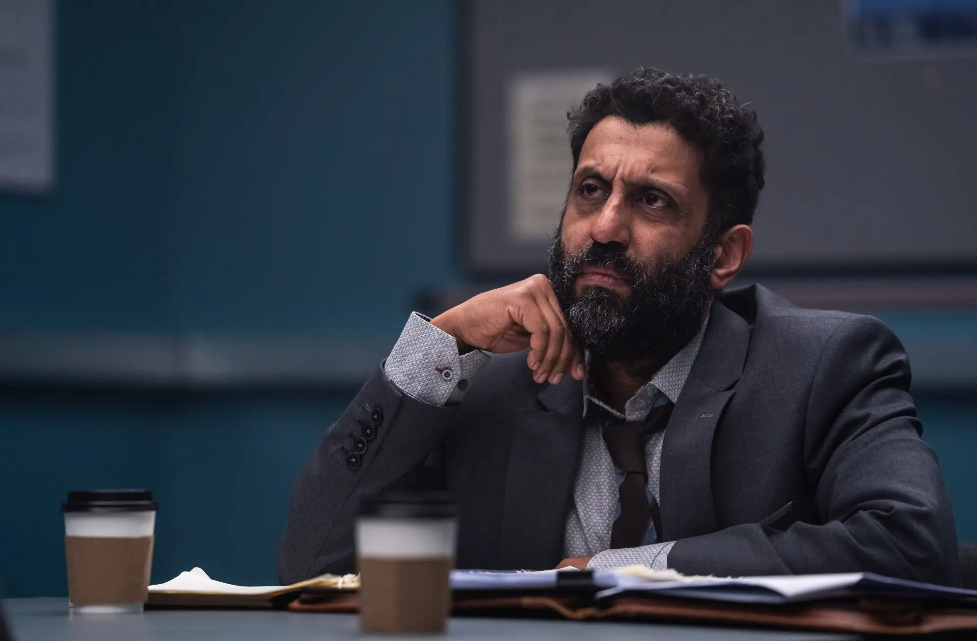 Adeel Akhtar as defence lawyer Sam Malik in the gritty crime drama (BBC)