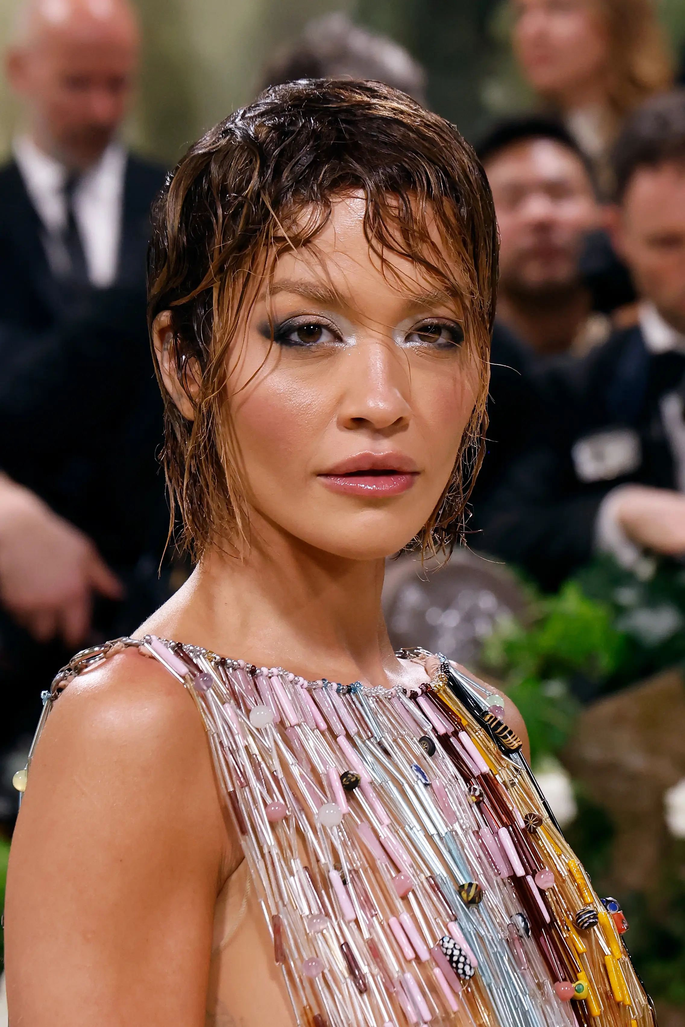 Rita Ora's outfit featured ancient and antique beads. (Taylor Hill/Getty Images)